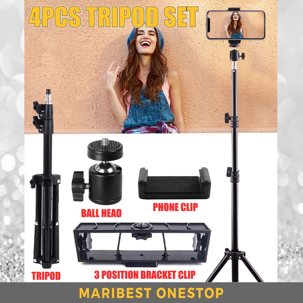 4 In 1 210CM Table Floor Tripod For Phone Camera Ring Light Metal Stands Reflector Photo Studio Video Flash Lighting Set