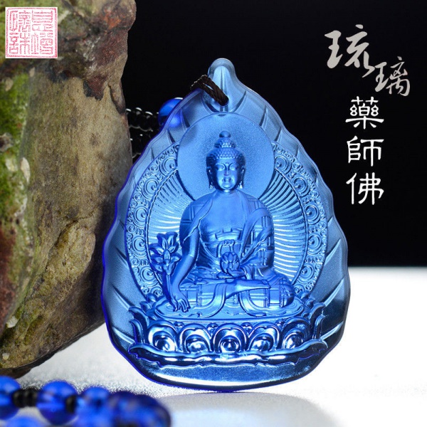 [Savaha] 水晶琉璃佛项链长寿佛吊坠藏传佛教文化佛牌护身挂件Crystal Glaze Buddha Necklace Longevity Pendant Tibetan Buddhism Culture Amulet