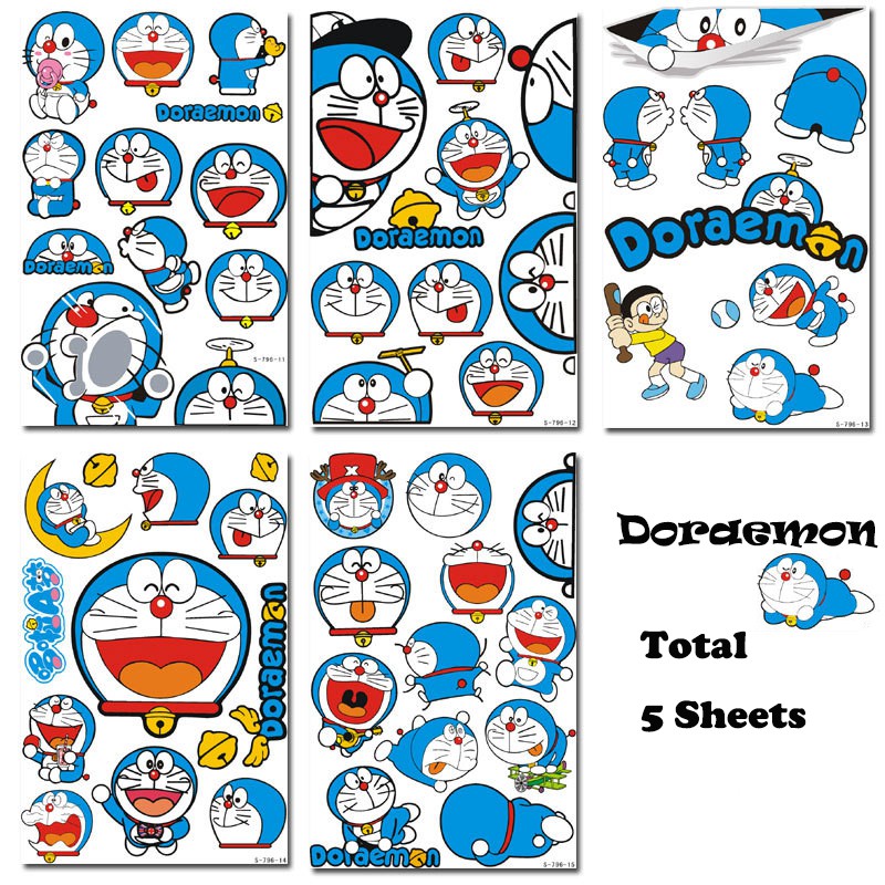  5  sheets Set Doraemon  Car Motorcycle Sticker  Mobile Laptop 