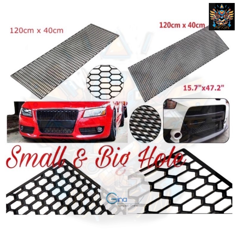 JARING GRILL BUMPER KERETA Universal Black ABS Plastic Racing