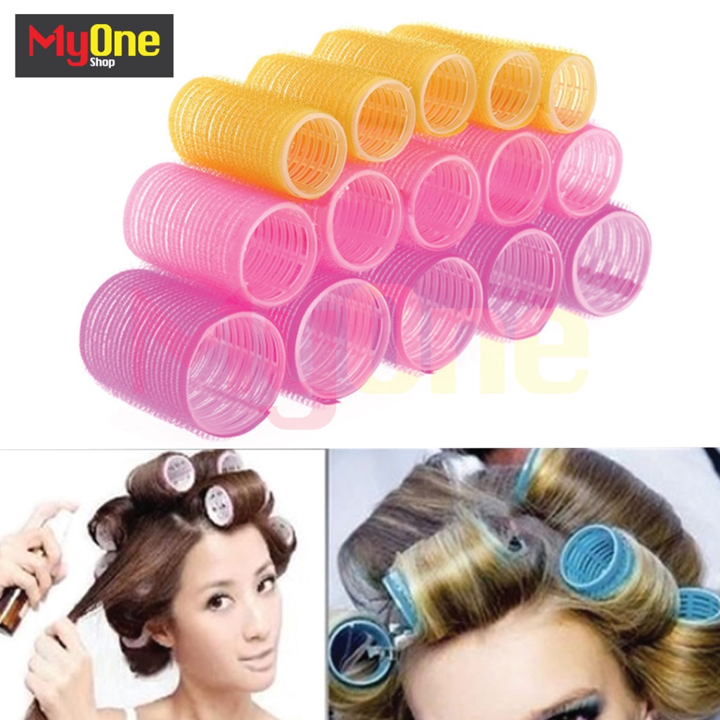 6pcs Self Grip Hair Rollers Set Holding Plastic Hairdressing Curlers