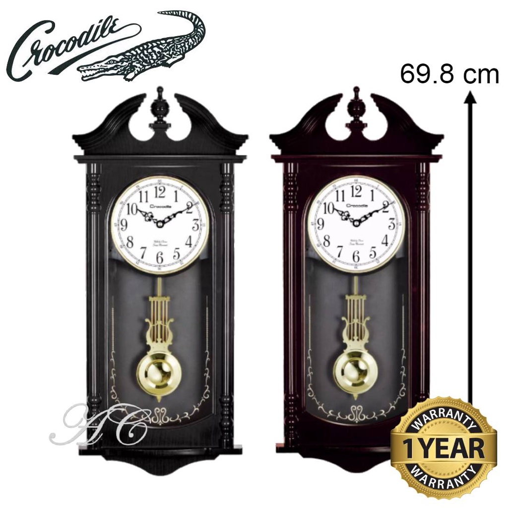 100% ORIGINAL Crocodile Pendulum Melody Analogue Wall Clock (Jam Dinding Berbunyi) CPS6117