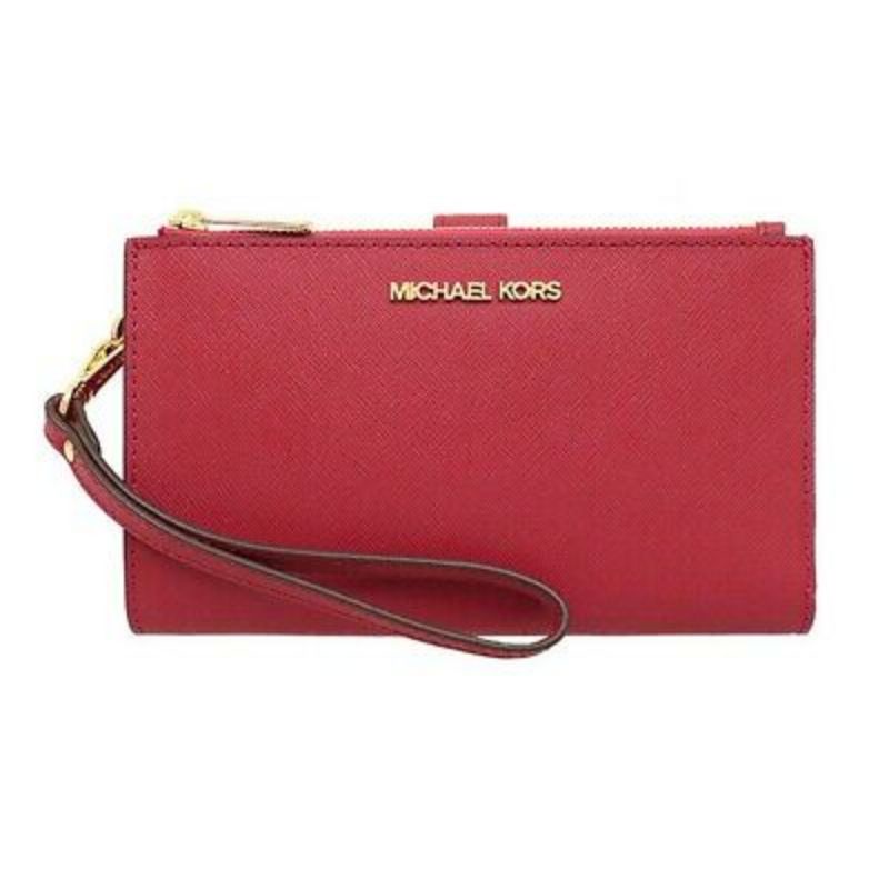 Authentic-Michael Kors Double Zip Wallet with Phone Wallet-Red Color |  Shopee Malaysia