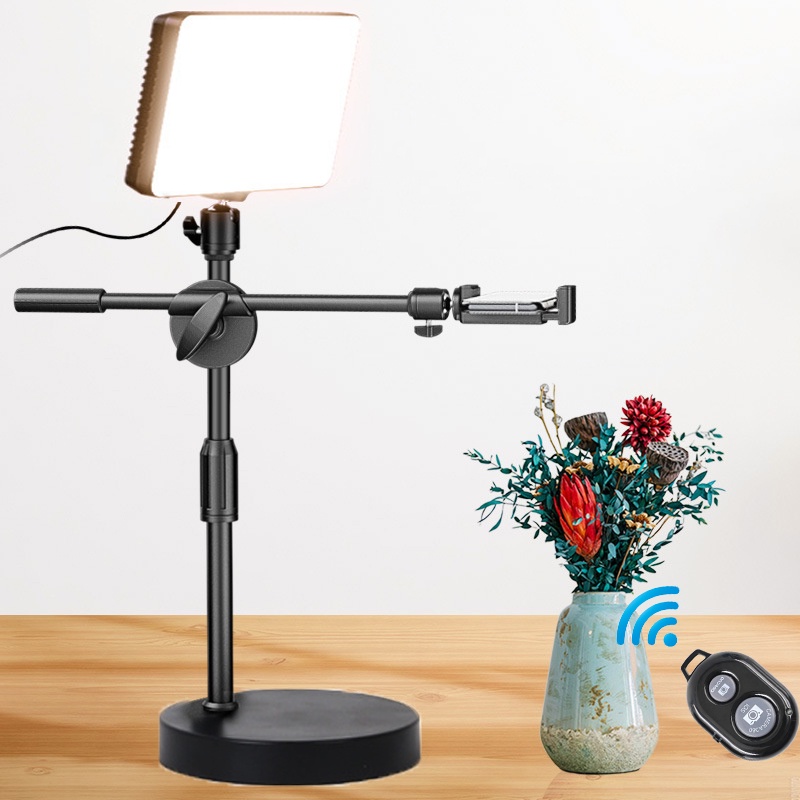 Overhead Phone Stand for Video Shooting With LED Fill Light Desktop