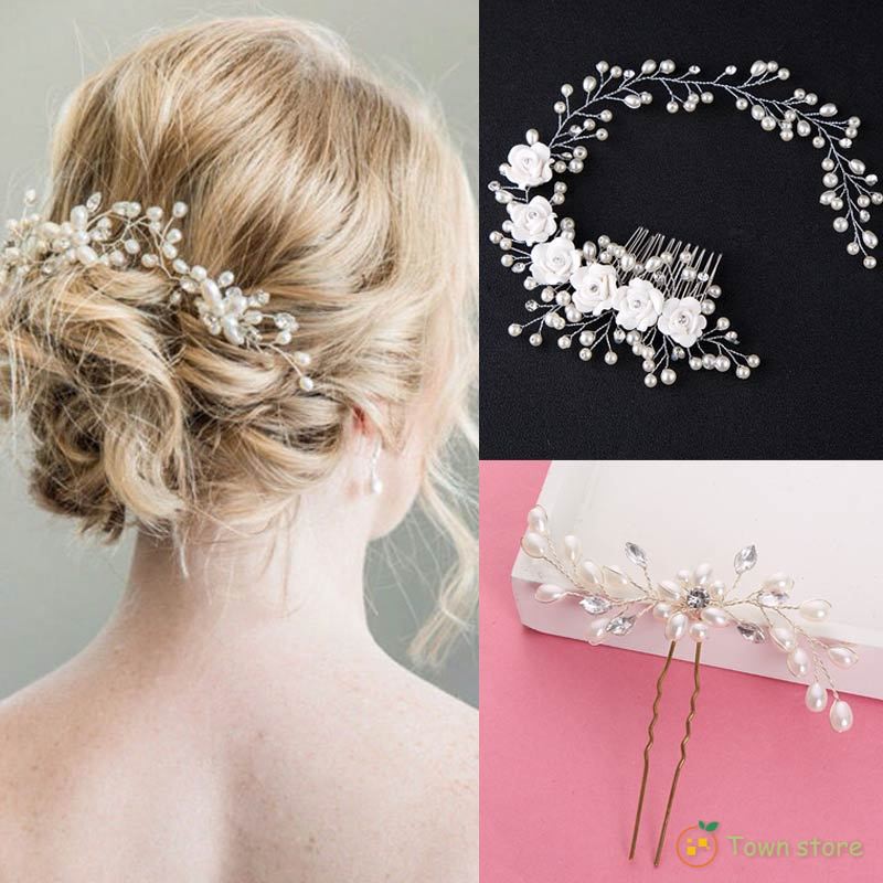 Wedding Bridal Hair Accessories Crystal Flowers Imitation Pearl