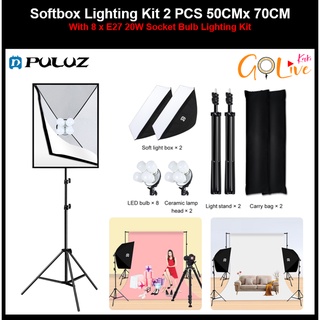 Puluz Softbox Lighting Kit 50x70cm Professional Photo Studio Light Equipment Socket Bulb Photography Lighting