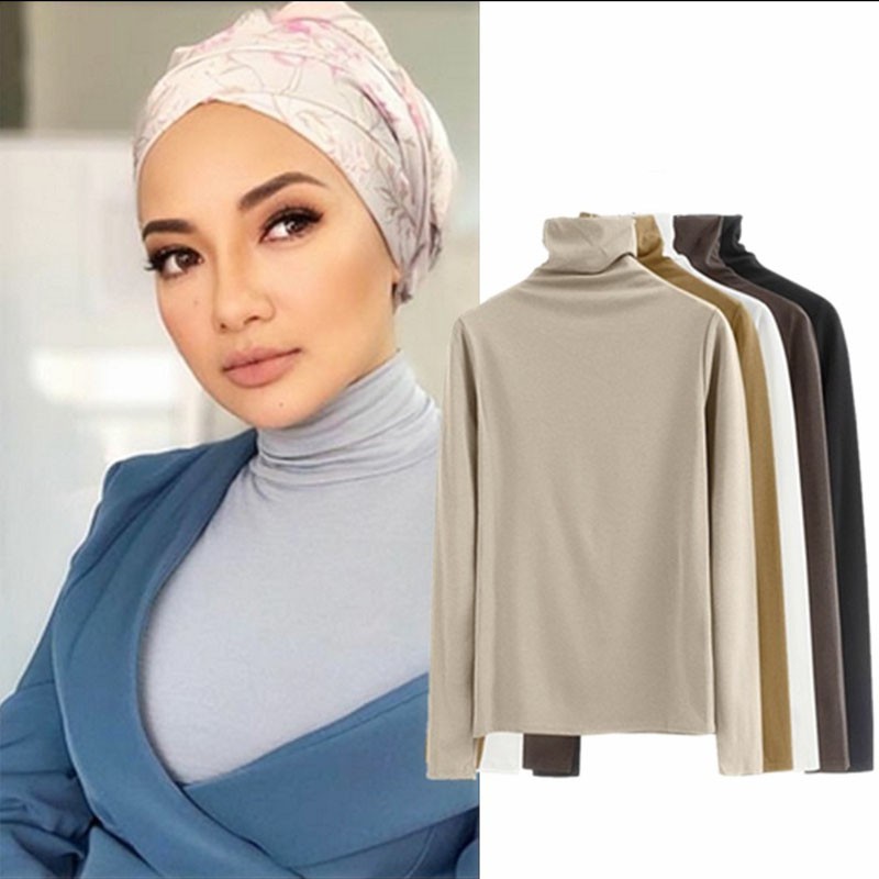   Murah  Muslim Turtle Neck Inner Blouse  Muslimah Baju  High 