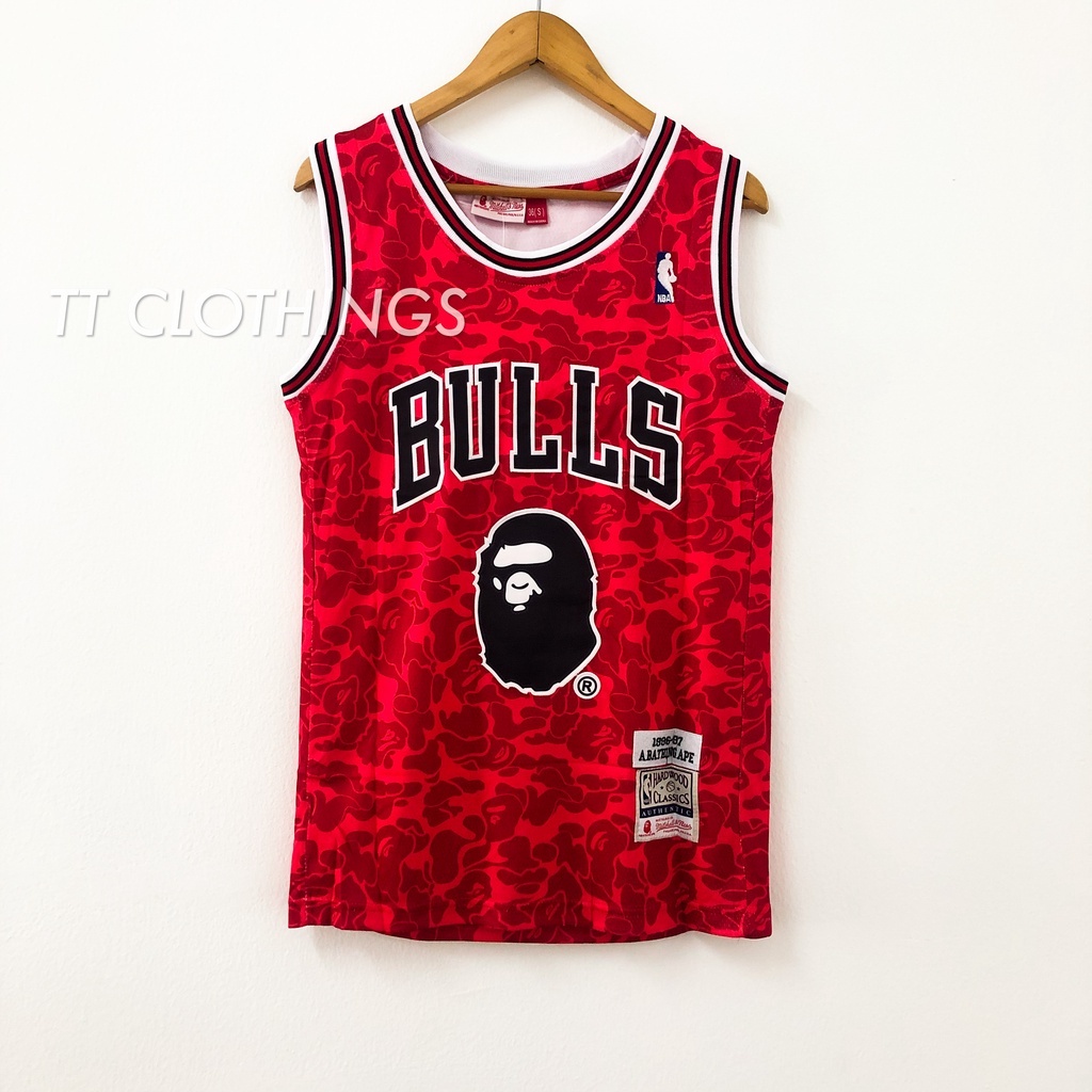 [SALES MURAH!!] Bape 93 Aape Michael Jordan Chicago Bulls Red NBA