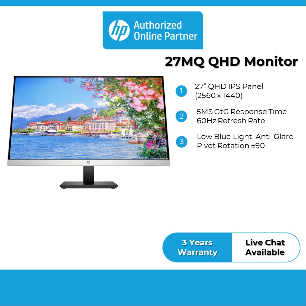 HP 27MQ Monitor IPS LED Monitor QHD / 2K Monitor 60Hz 178 Degree Ultra