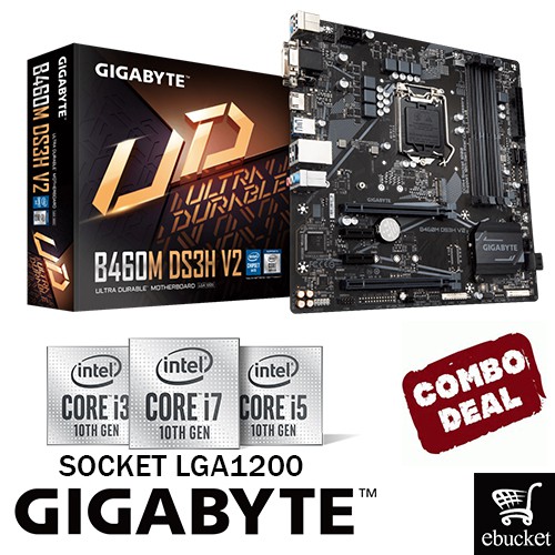 Gigabyte b460m ds3h v2 intel b460 lga1200 motherboard + intel 10th gen ...