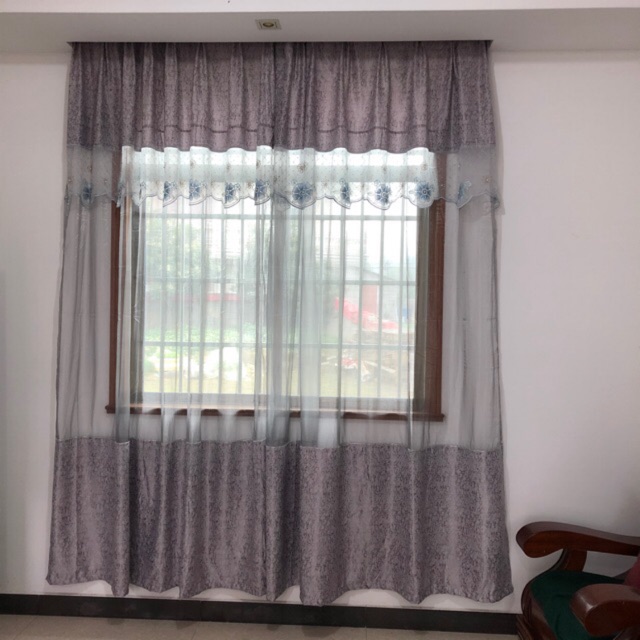 Gray Tulle Splice Luxury Curtain Hot Beads Sheer Curtains Window