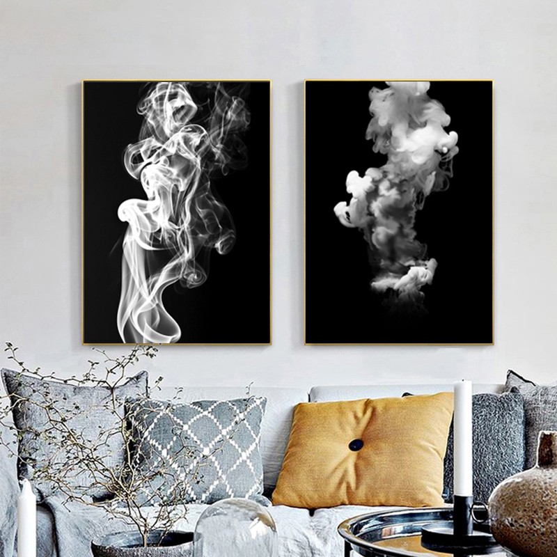 Retro Smoke Wall Art Canvas Painting Poster Printed Picture Abstract Painting Shopee Malaysia