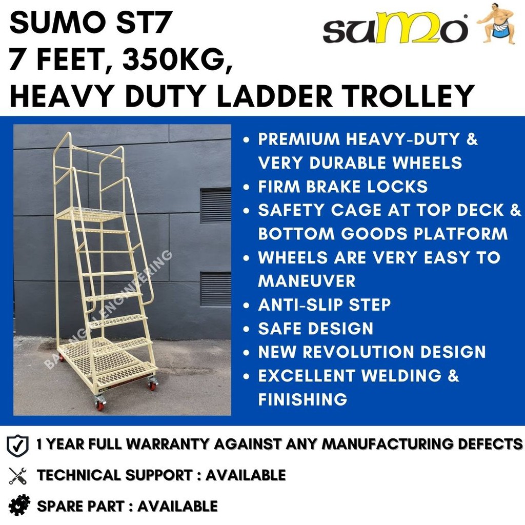 SUMO ST7, 7 Feet, 350kg Heavy Duty Fully Welded Ladder Trolley Steel