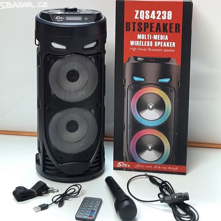 [ZQS4239] Wireless Portable Bluetooth Speaker With Led Light With Mic[4 inch x 2 speaker]