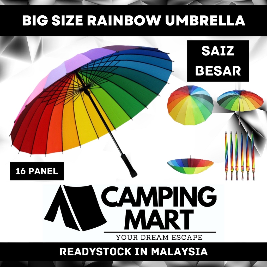 READYSTOCK Payung Pelangi Pancing Fishing Event Camping Golf Rainbow Umbrella Colorful Car Travel Traveler Sun Rain Rain