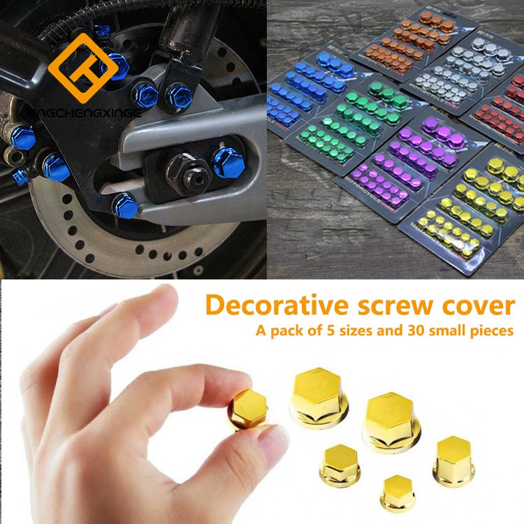 30pcs Motorcycle Screw Cover Nut Bolt Cap Decor Centro Motorbike