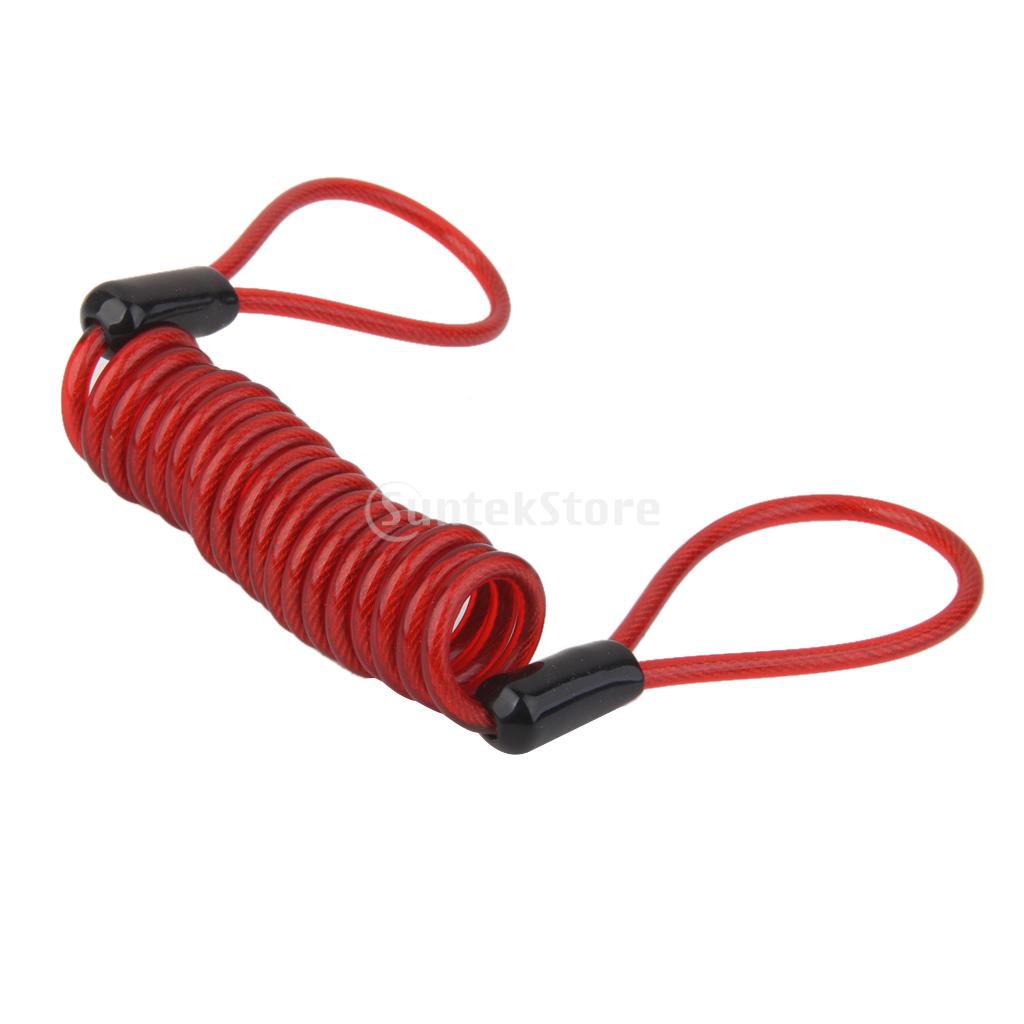 Red Motorcycle Disc Brake Lock Spring Reminder Cable Security Lanyard Cord
