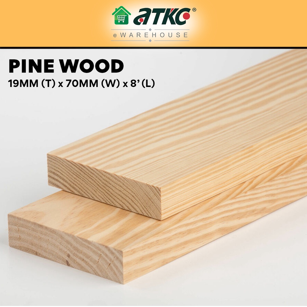 Kayu Pine Wood Timber Siap Ketam 19mm T X 70mm W X 2400mm L