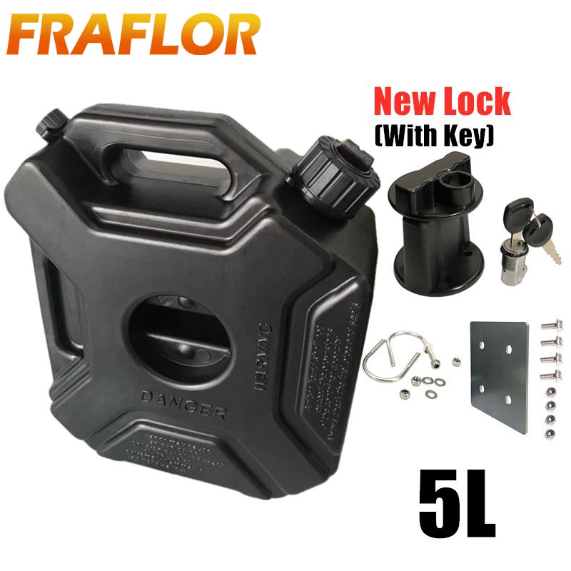 5L Jerry Can Black Fuel Tank Can Car Motorcycle Spare Petrol Oil Tank Backup Jerrycan Fuel-jugs Canister With Lock & Key