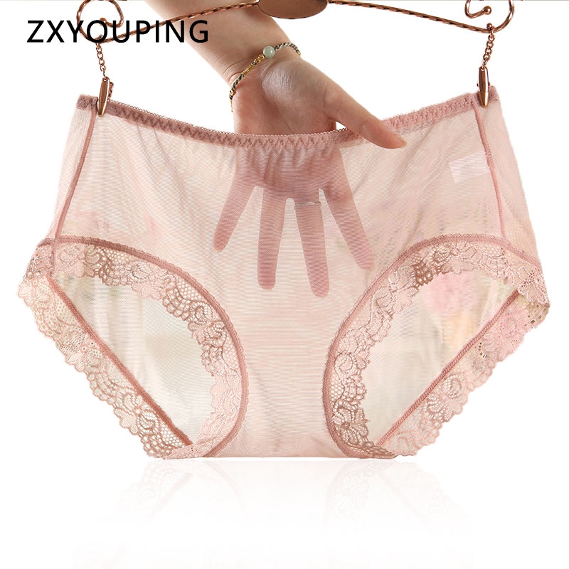 Lace Ultrathin Panties Women Plus Size Seamless Underwear Ice Silk