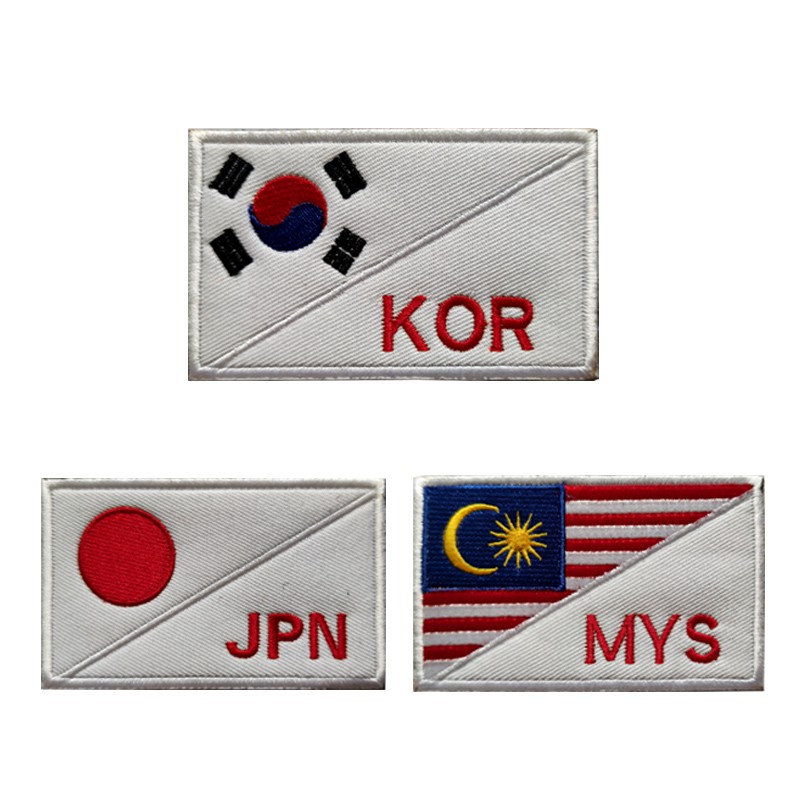 Malaysian flag badge MYS English abbreviation country code patch outdoor bag badge cloth sticker Japan South Korea Brazil flag armband tactical morale badge