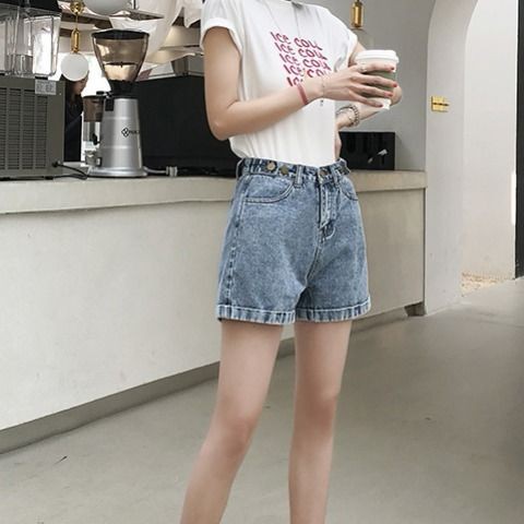 retro denim shorts