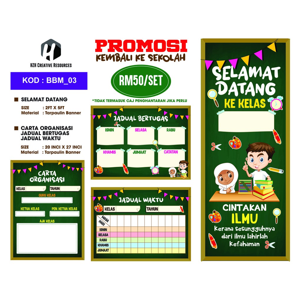 Set Keceriaan Kelas Banner Bunting Kelas Jadual Carta Organisasi Selamat Datang Shopee Malaysia