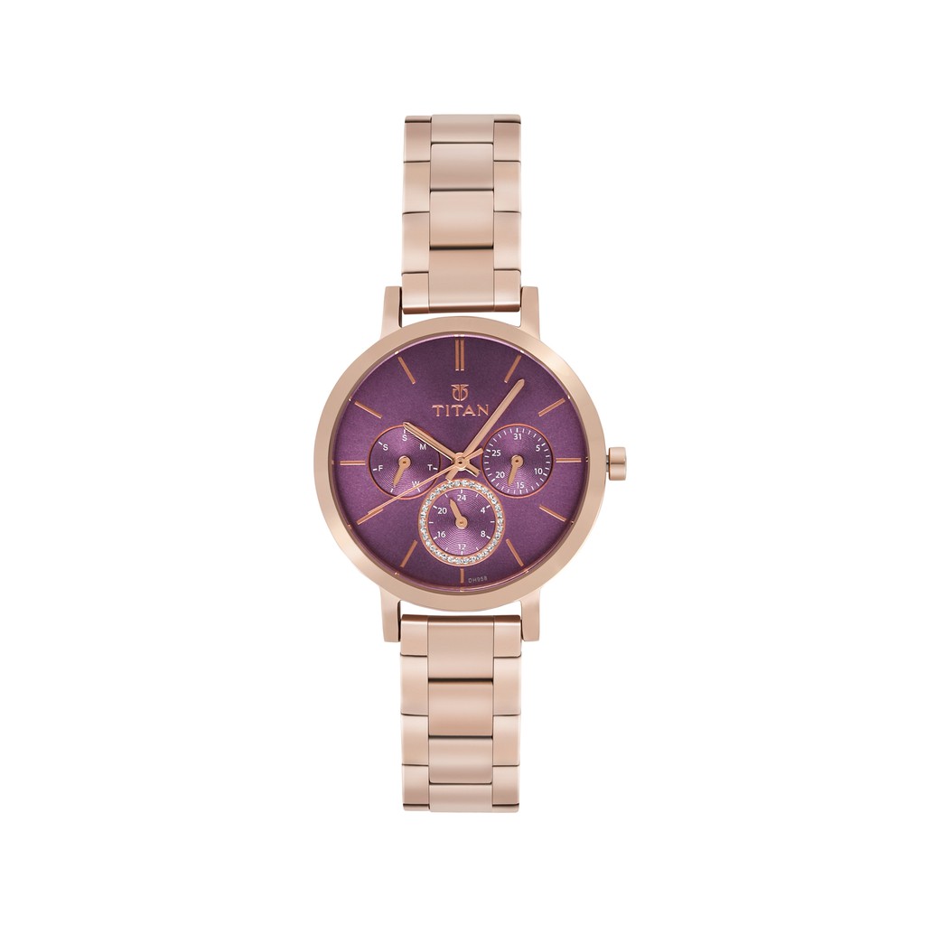 titan rose gold ladies watch
