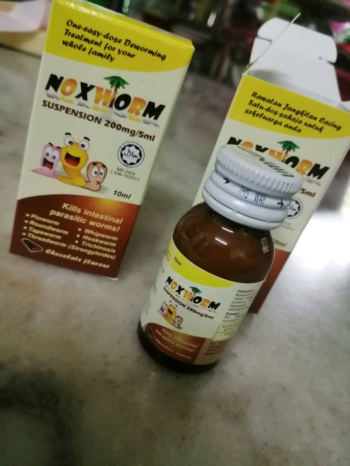 Ubat Cacing Noxworm Perisa Coklat 10ml Tablet Expire 08 2023 Shopee Malaysia