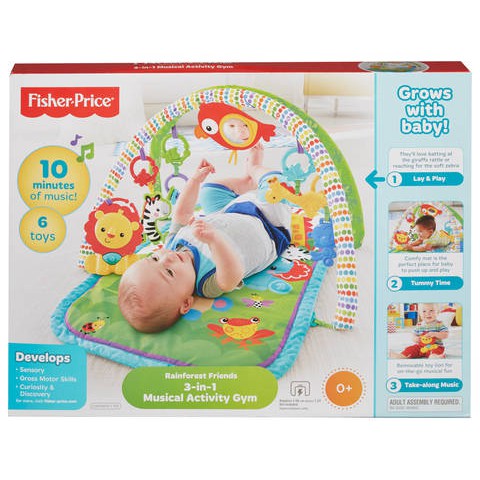 Chp85 Fisher Price Newborn Rainforest Friends 3 In 1 Musical