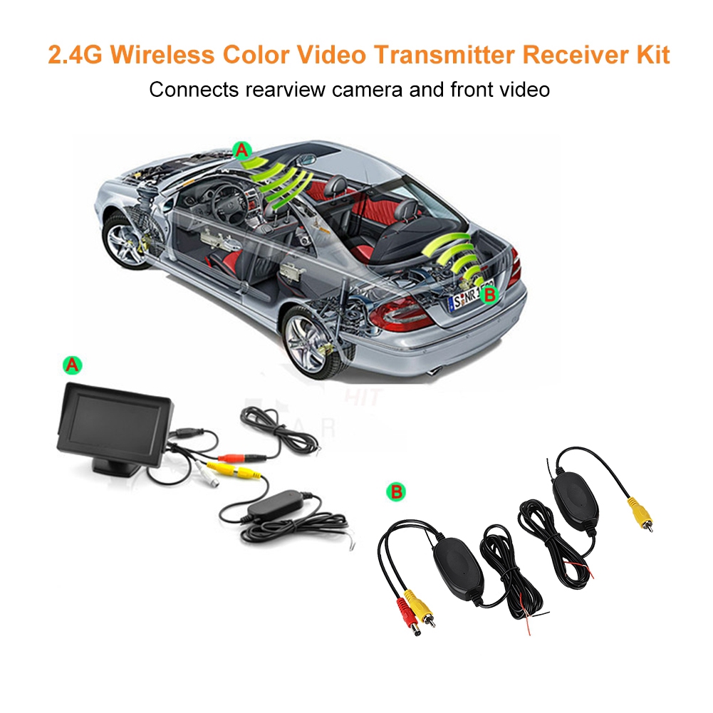 2.4G Wireless Reverse Video Transmitter /& Receiver+7 IR Lights Car Backup Camera