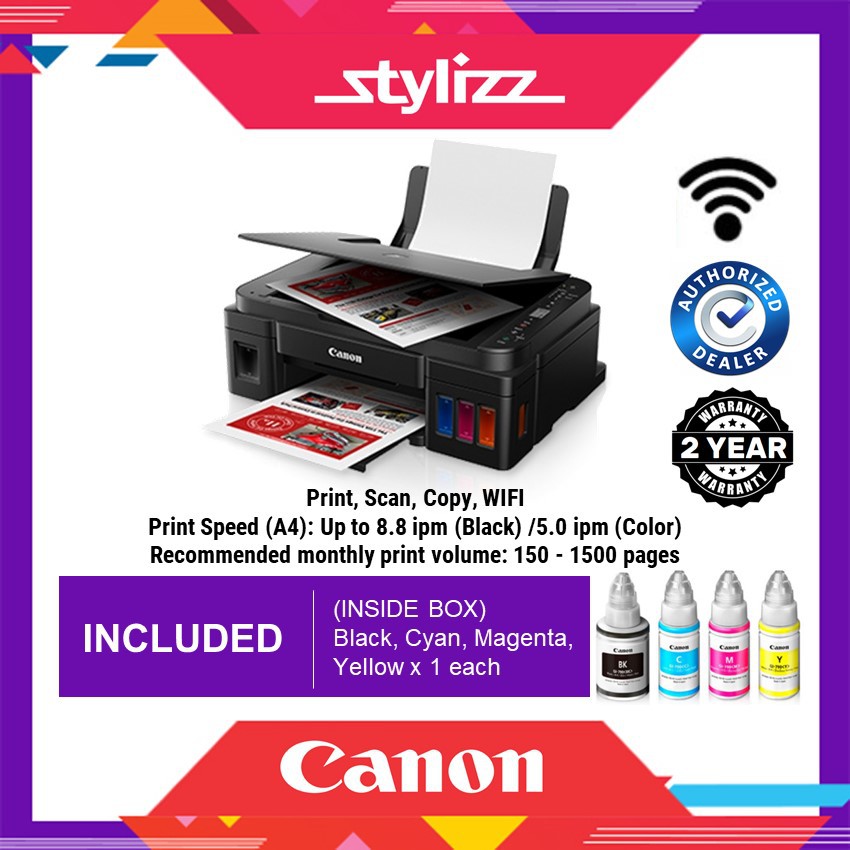 Canon Pixma G3010 All In One Ink Tank Wireless Color Inkjet Printer ...