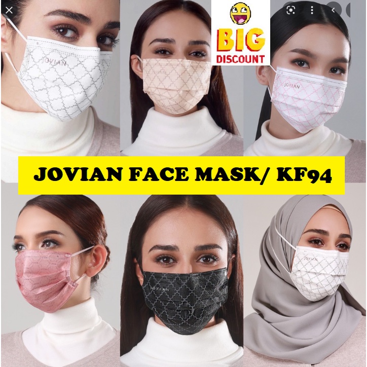 JOVIAN FACE MASK/ KF94 HEADLOOP EARLOOP ACNE FREE MASK BLACK/ WHITE