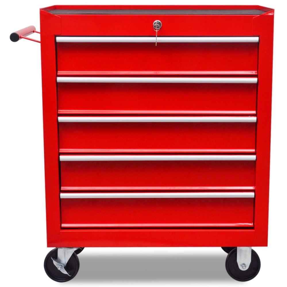 Workshop Tool Cabinet Cart Wheel Trolley Tools Tray 5 Drawers