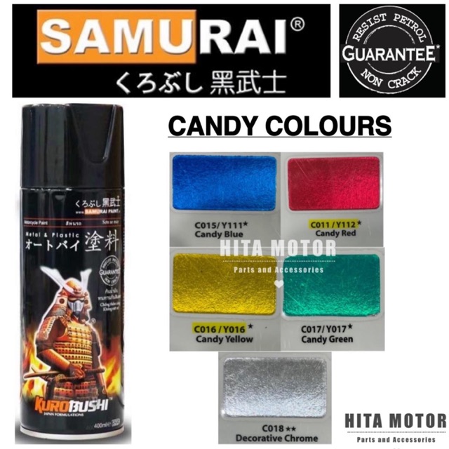 Samurai Spray Candy Chrome Colour C011/C012/C016/C017/C018 Candy Red