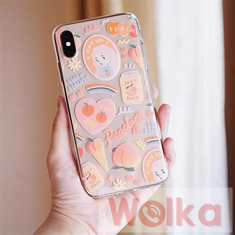 Casing Soft Case Iphone 11 12 Pro Max Iphone 6 6s 7 8 Plus Iphone Xr X Xs Max I12 Mini Ins Fashion Cute Peach Girl Cartoon Clear Cover Shopee Malaysia