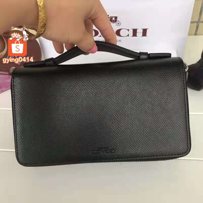 Coach Black Double Zip Organizer Clutch Crossgrain Leather Men Women Pouch  Case Bag f23334 | Shopee Malaysia