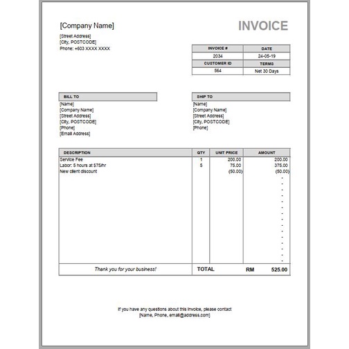 [#04] Microsoft Excel Billing Invoice With Shipping Involved / Contoh ...