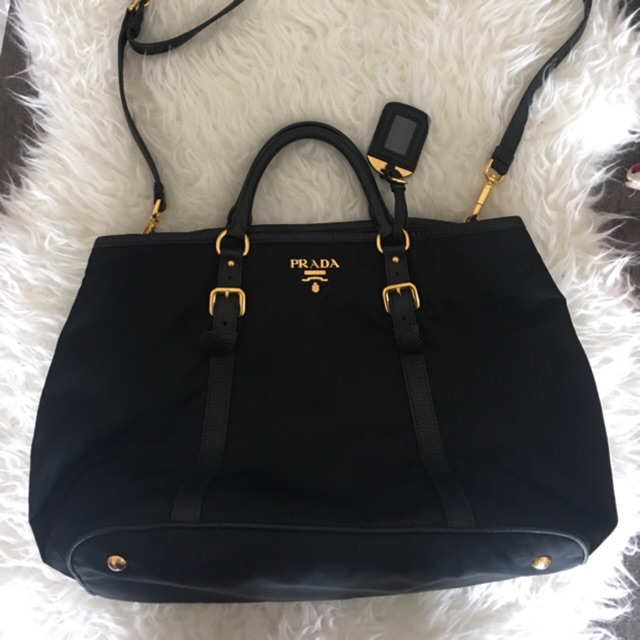 Prada Tessuto Nylon Tote BR4993 - Black Size : Approx. 32 x 29 x