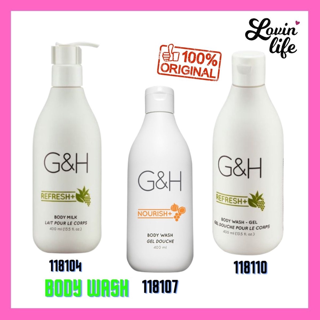 Platinum Seller G&H NOURISH+ Body Wash 400ml / REFRESH+ Body Milk