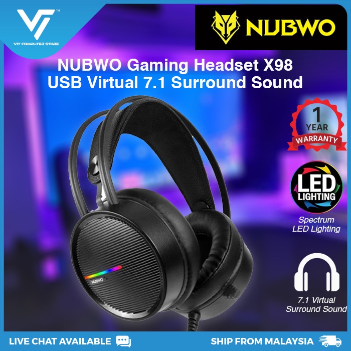 NUBWO X98 RGB Gaming Headset with Mic (Virtual 7.1 Surround Sound for