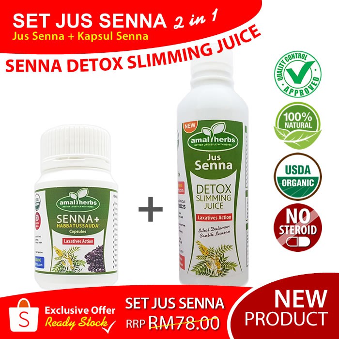 Set Jus Senna - Detox Slimming Juice + Kapsul 2 in 1 