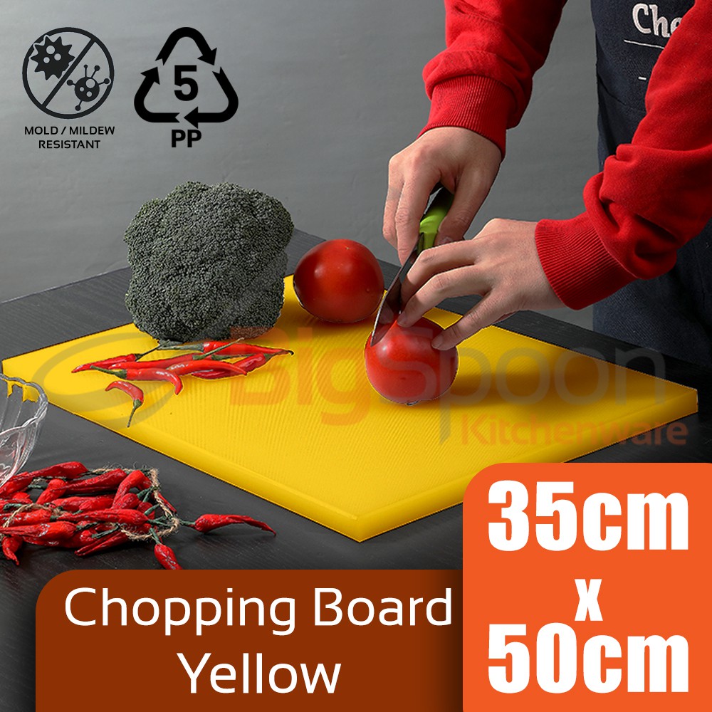 Colourful Polypropylene Chopping Board 35cm x 50cm - Yellow