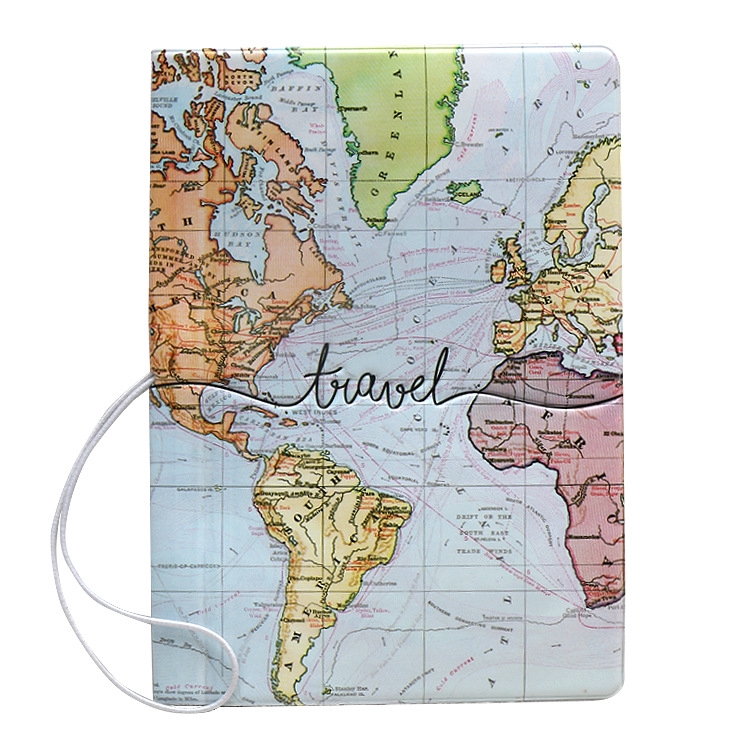 Classic Map Pattern 3D Leather Passport Holder ,Passport Cover for