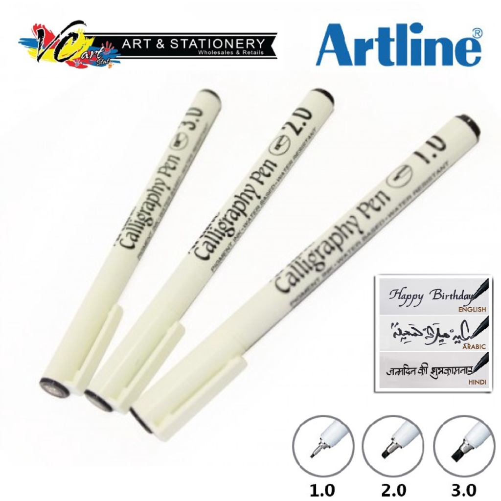Artline Calligraphy Pen Black Ink 1.0, 2.0, 3.0, 4.0mm Shopee Malaysia
