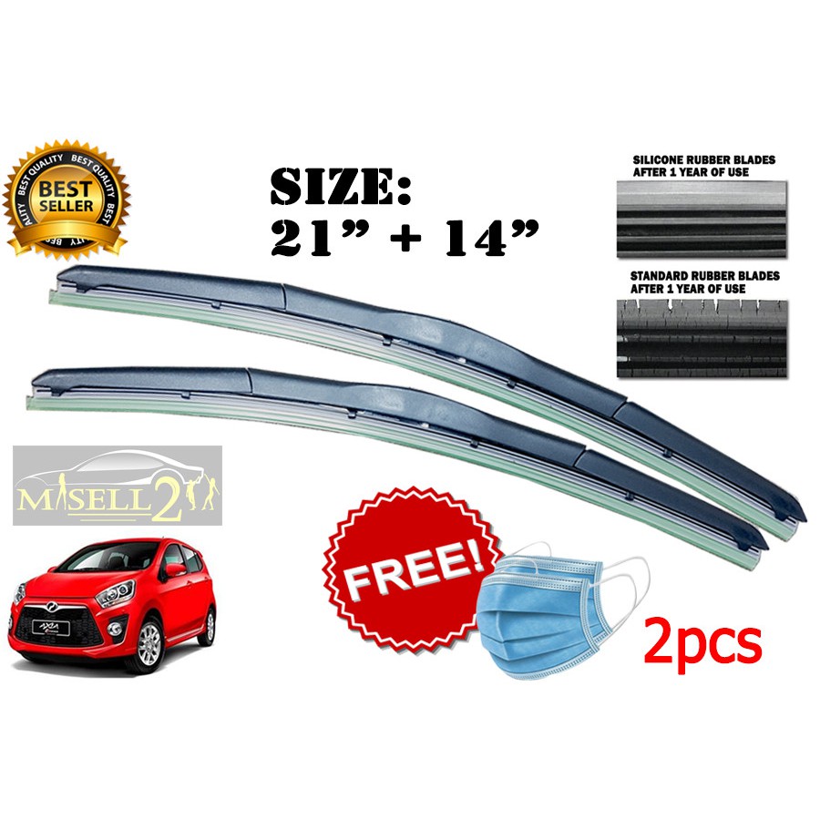 Axia / Bezza / Almera Silicone Car Wiper Blade Set (21 