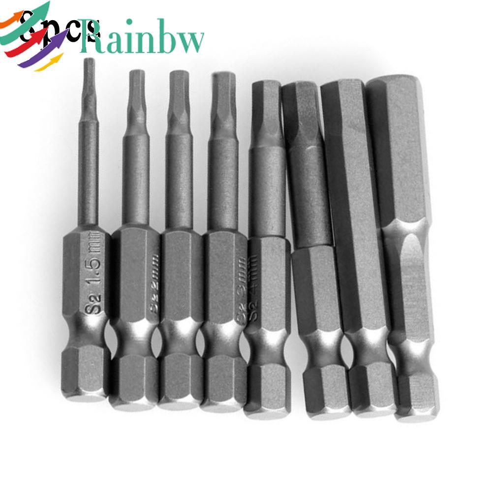 Craft Build Hex Key Allen Bits Tool 8pcs Set Quick Connect Impact Driver Power Drill Metric Silver Magnetic handle At... - Image 2