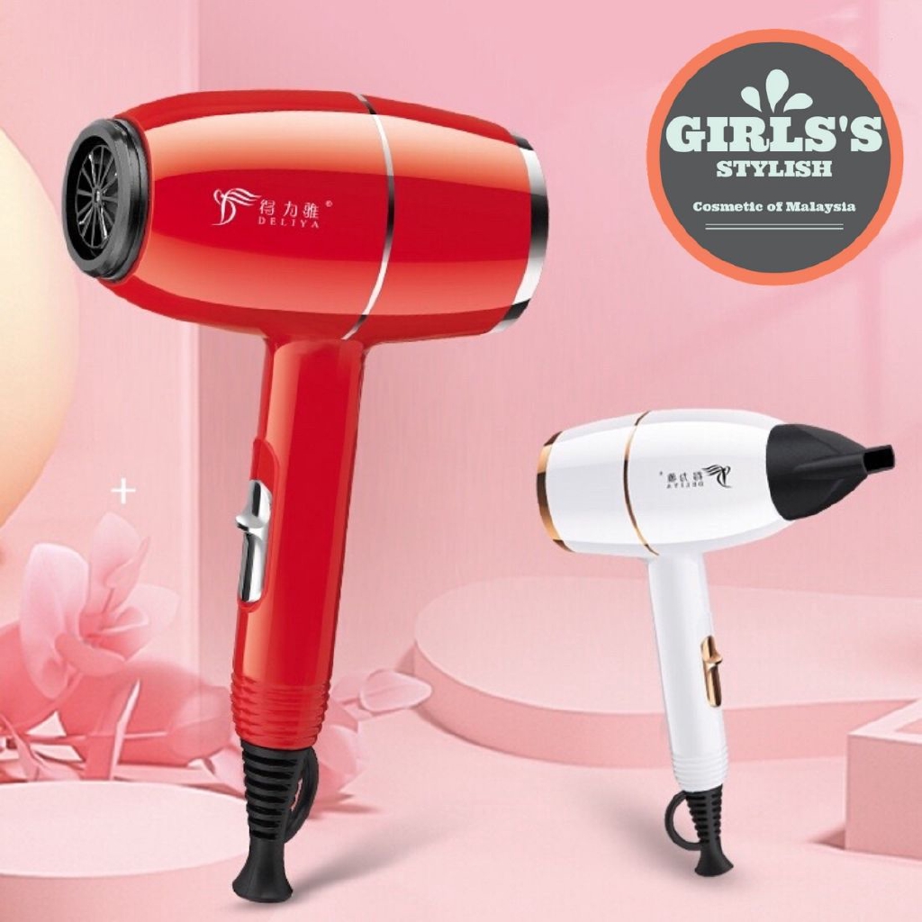 Deliya 8016 (Red / White) Professional Hair Dryer Household Appliances Low Noise (Red and White)