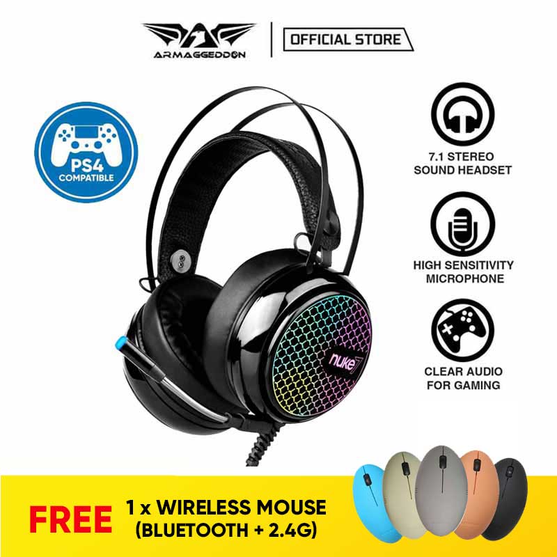 Armaggeddon Nuke 7 Gaming Headphones With Mic 7 1 Stereo Sound Compatible Ps4 Free 2 4g Wireless Mouse Shopee Malaysia
