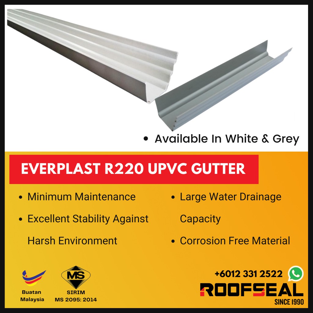 Everplast R220 UPVC Gutter Salur Air UPVC Rain Gutter Shopee Malaysia